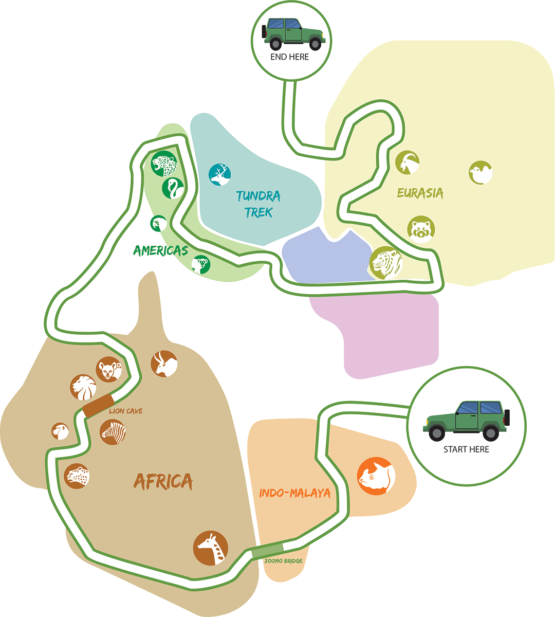 Map of Toronto Zoo's new drive-through Scenic Safari