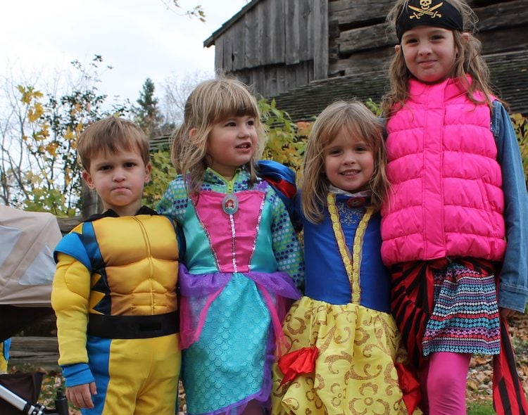 kids in Halloween costumes at Black Creek Pioneer Village